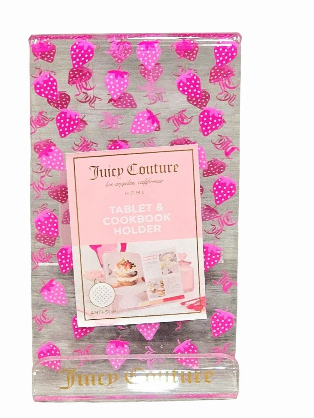 Juicy Couture Home Strawberries Logo Tablet & Cookbook Acrylic Holder
